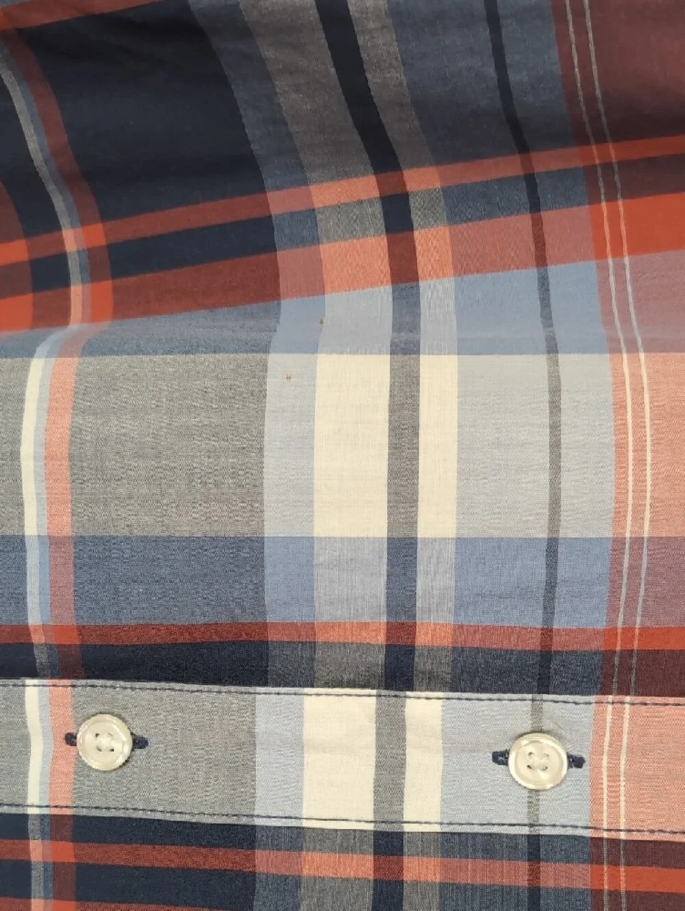 The NorthFace | Plaid Long-Sleeve Button Down Shirt | Blue, Red, Grey, White | L